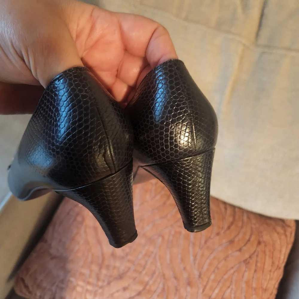 Salvatore Ferragamo Textured Black Heels